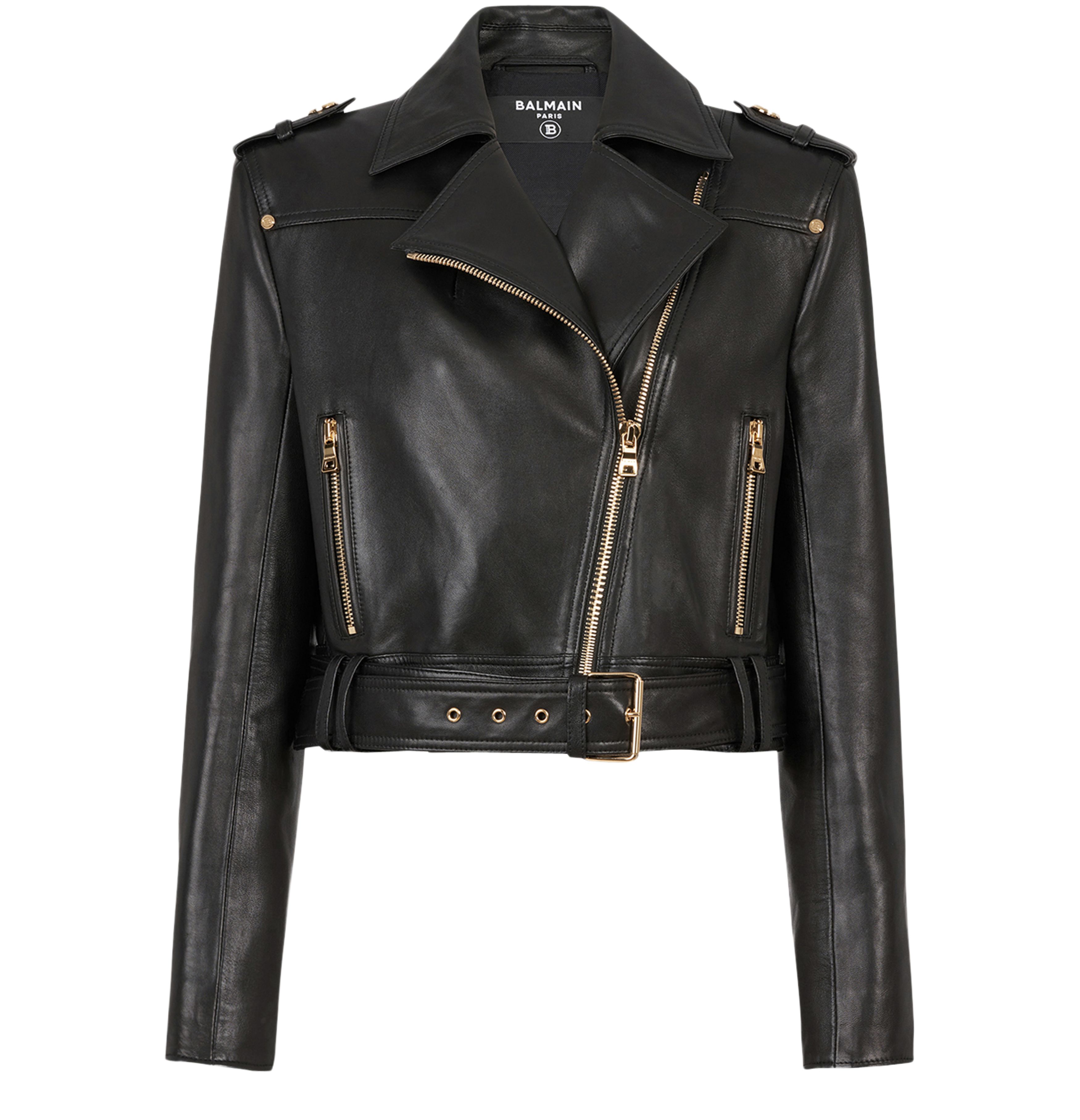 Balmain Short leather biker jacket