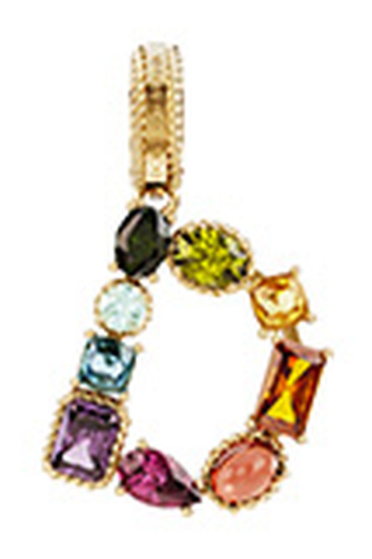 Dolce & Gabbana Rainbow alphabet D 18 kt yellow gold charm with multicolor fine gems