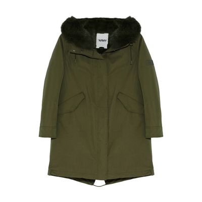 Yves Salomon Waterproof cotton blend parka with fox and rabbit fur