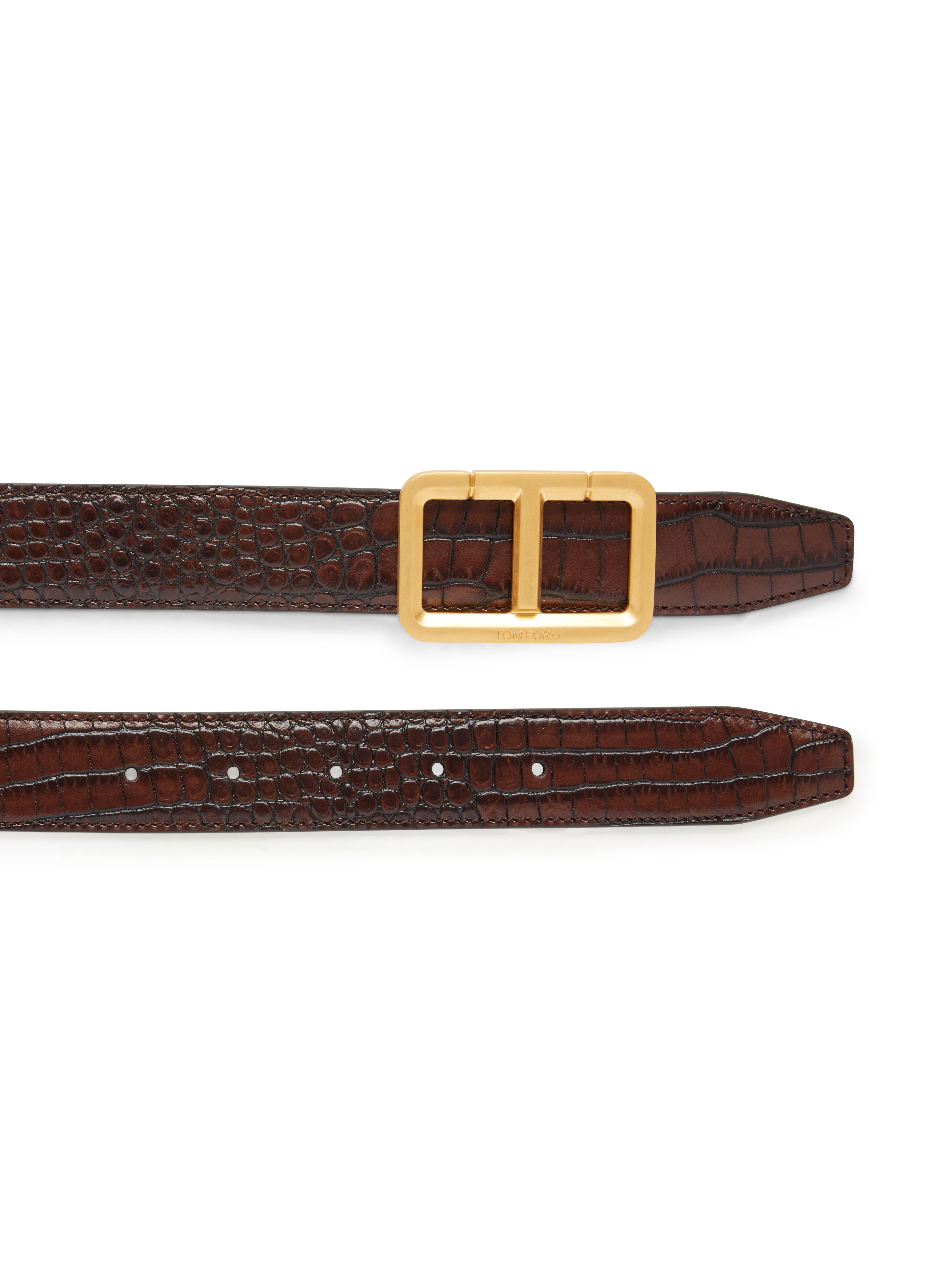 Tom Ford Alligator embossed leather T belt