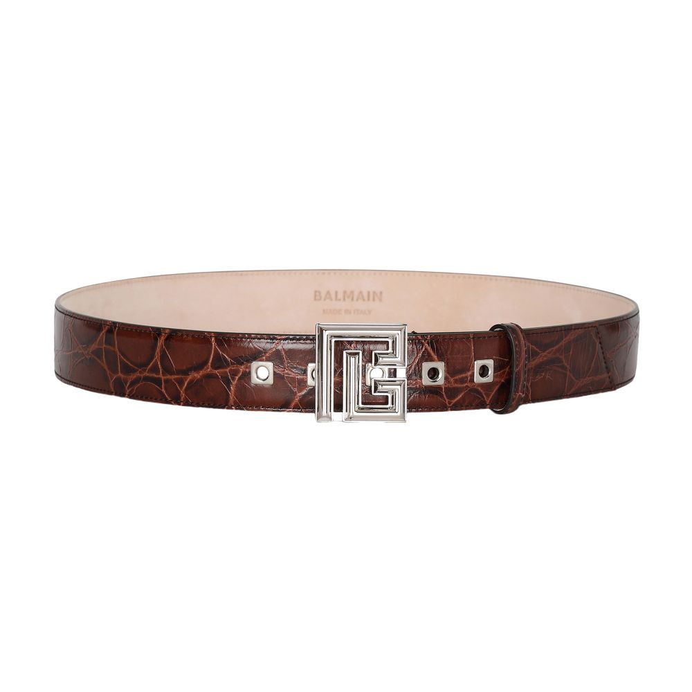 Balmain PB belt in crocodile-effect leather