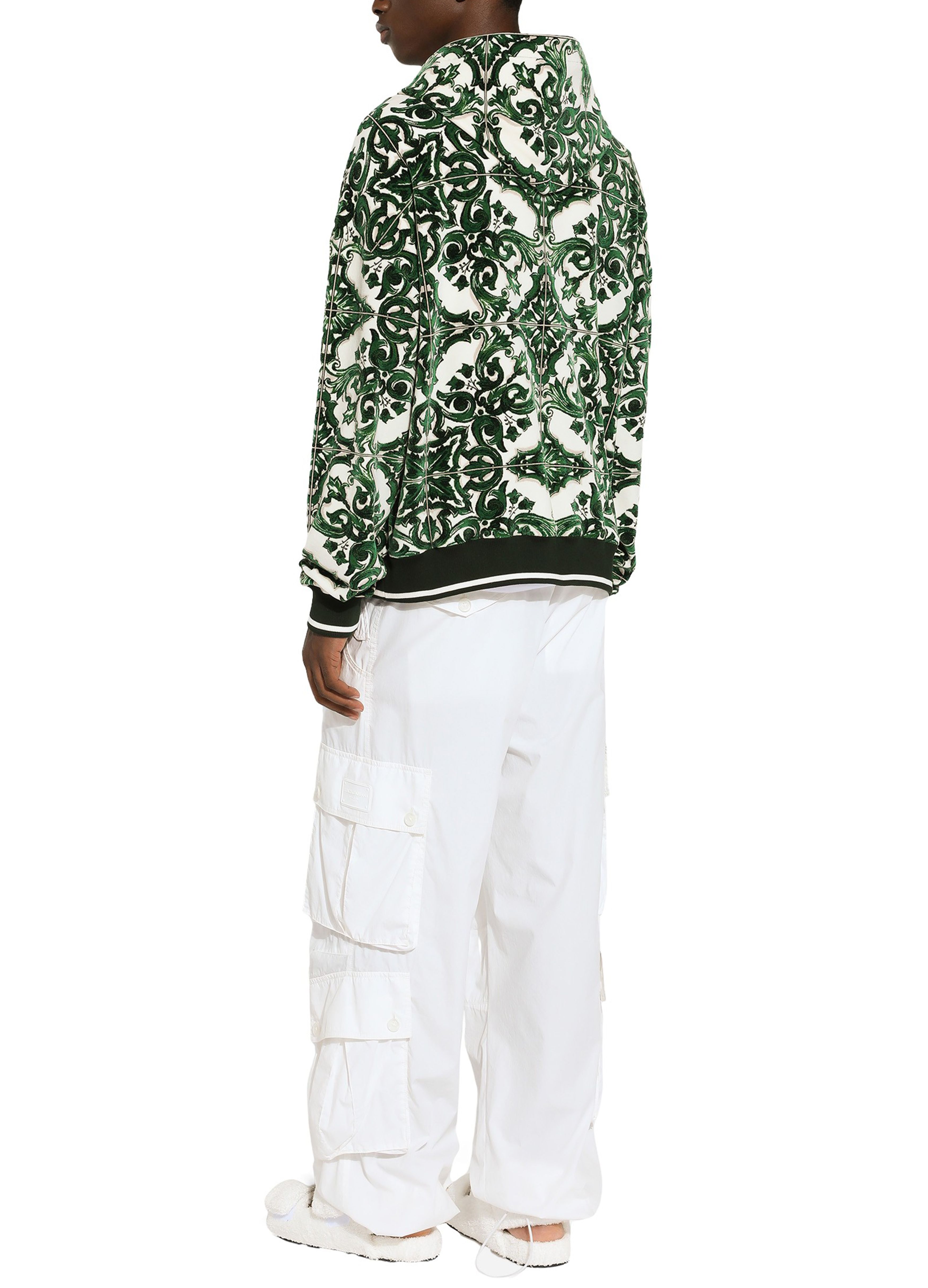 Dolce & Gabbana Zip-up hoodie with majolica print