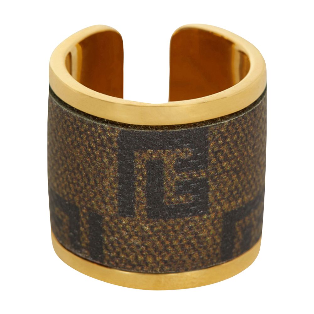 Balmain Metal And Canvas Mini Monogram Ring