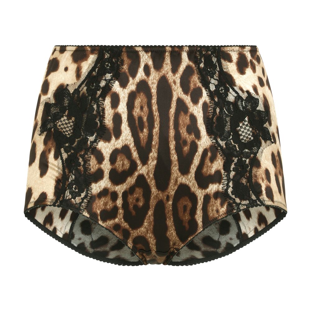 Dolce & Gabbana Leopard printed satin high-waisted panties