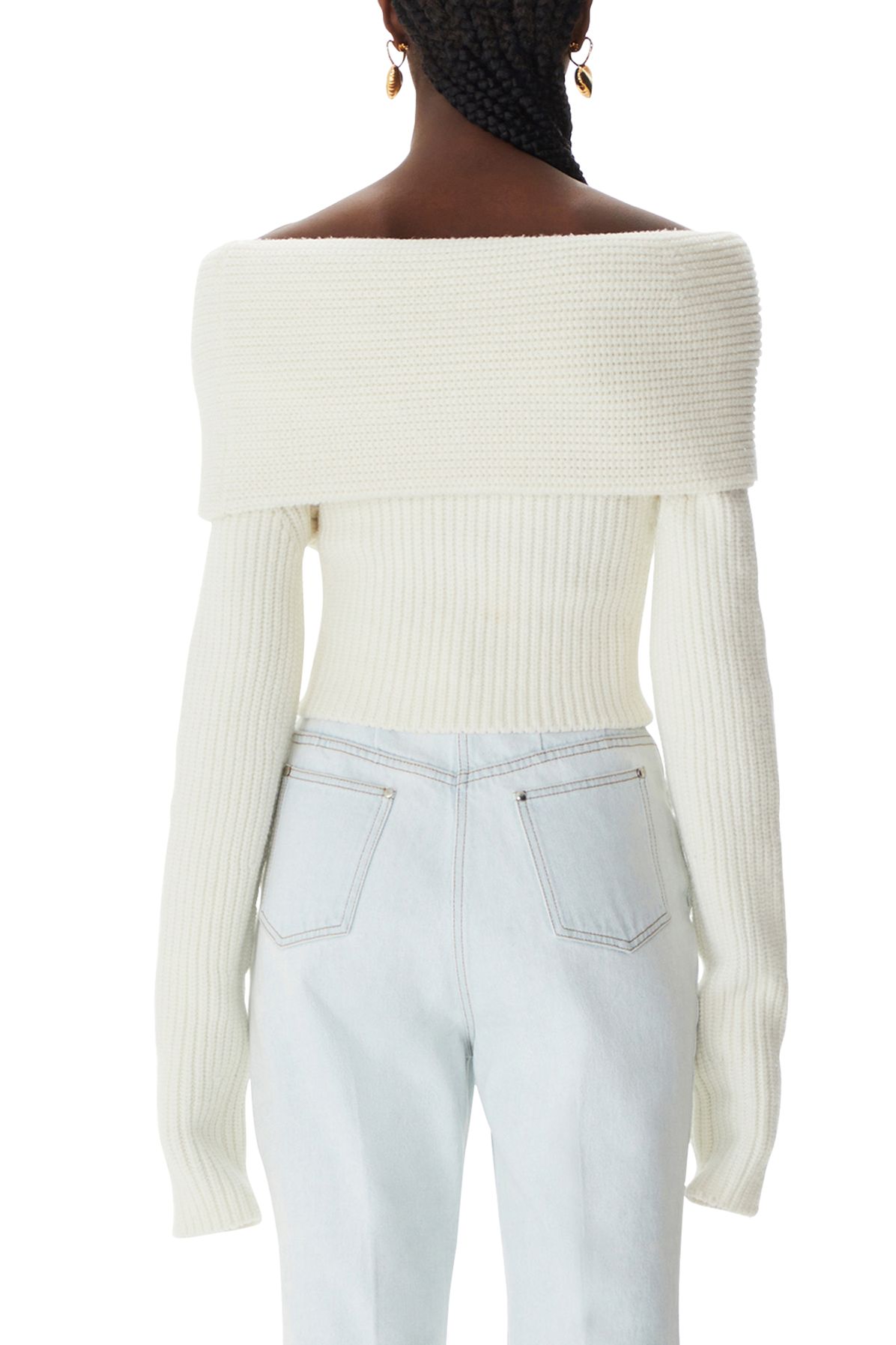 Nina Ricci Off-the-shoulder ribbed sweater