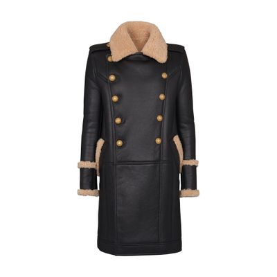 Balmain Long coat in woolen skin