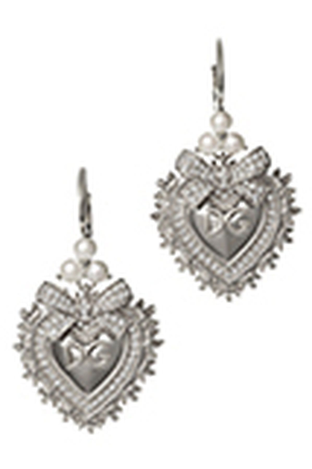 Dolce & Gabbana Devotion earrings in white gold with diamonds and pearls