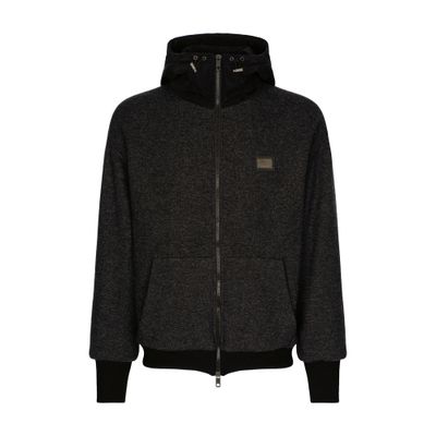 Dolce & Gabbana Jersey Wool Jacket with Hood and Logo