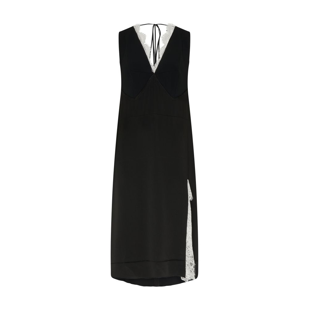 Victoria Beckham V-neck lace trim midi dress