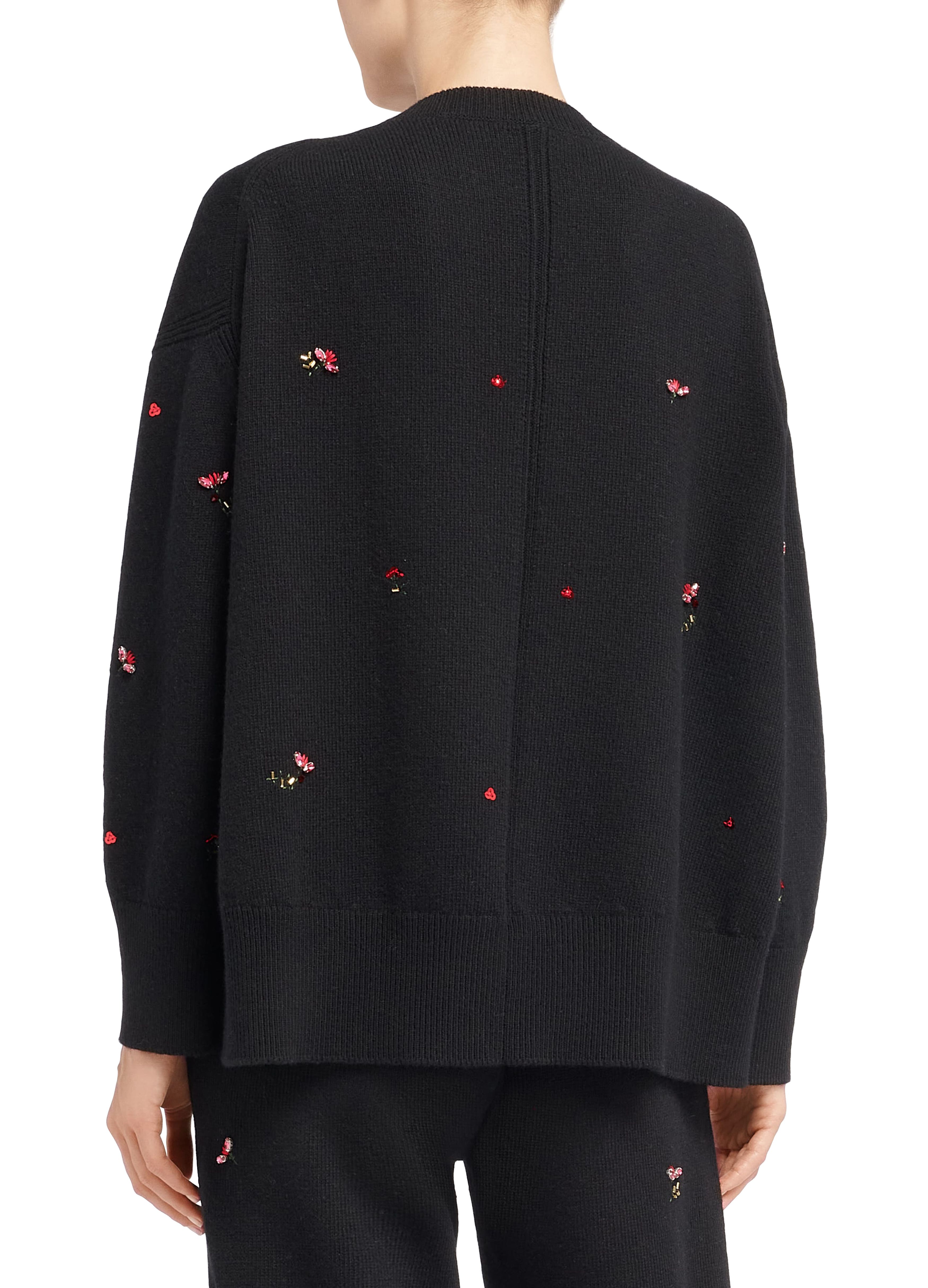 Barrie Iconic oversized jumper in cashmere with floral embroidery