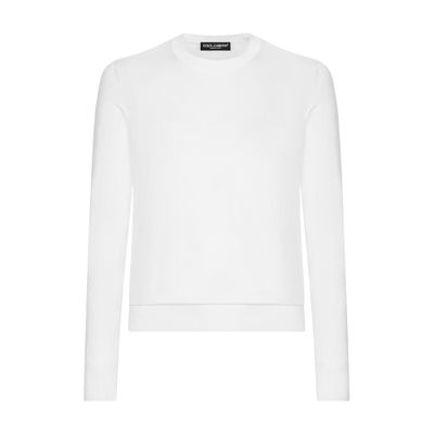 Dolce & Gabbana Round-neck silk sweater with logo