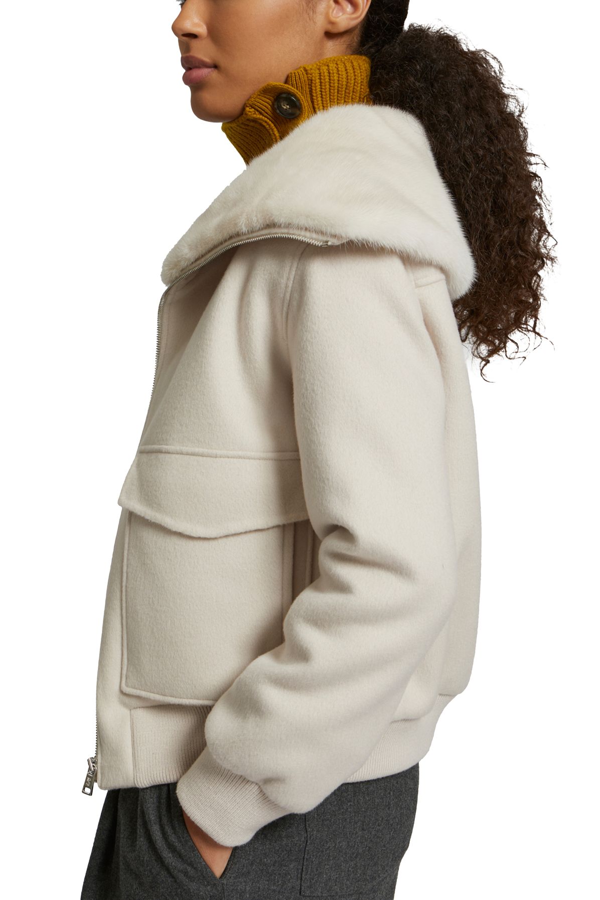 Yves Salomon Cashmere jacket with mink collar