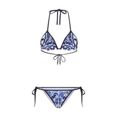 Dolce & Gabbana Majolica-print triangle bikini