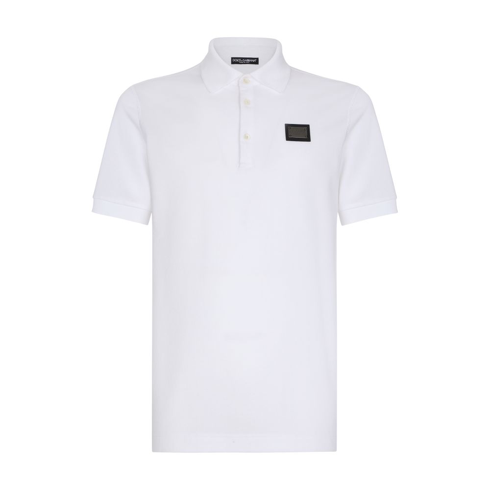 Dolce & Gabbana Cotton piqué polo-shirt with branded tag