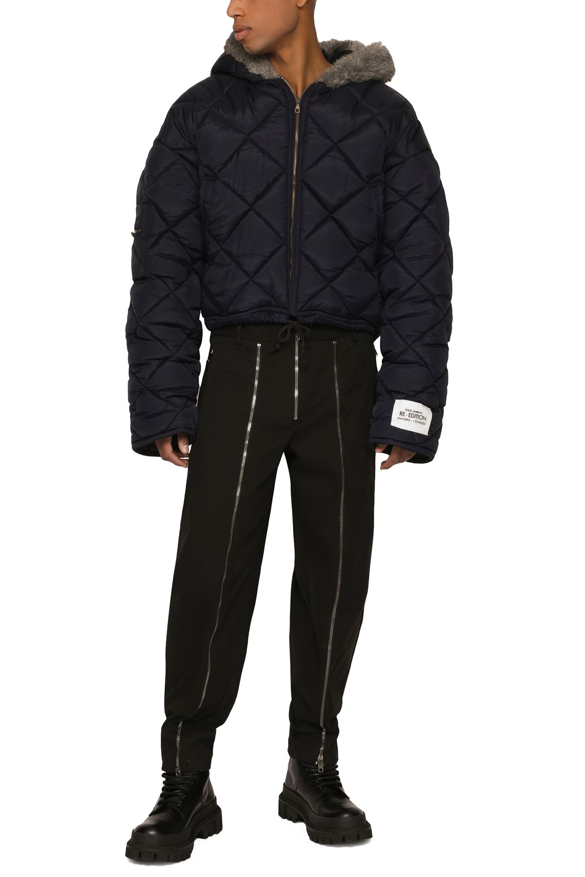 Dolce & Gabbana Quilted Canvas Jacket with Hood