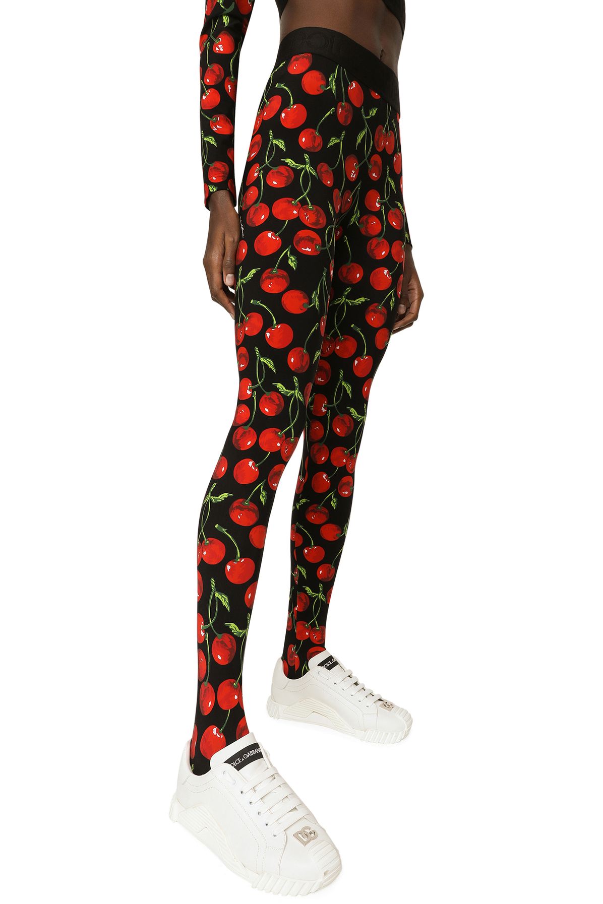 Dolce & Gabbana Jersey Leggings with Ciliegie Print