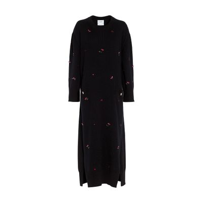 Barrie Iconic midi dress in cashmere with floral embroidery