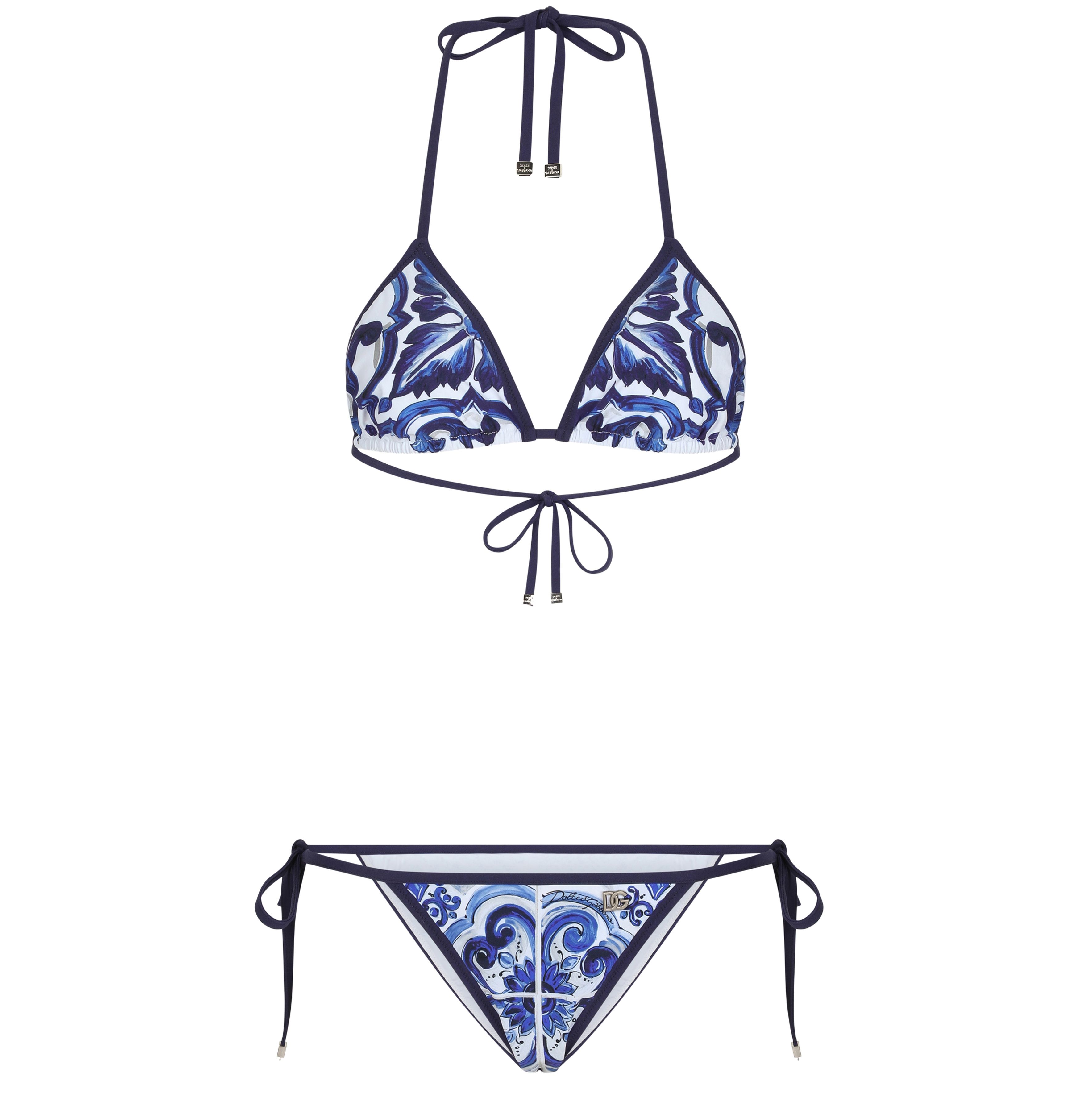 Dolce & Gabbana Majolica-print triangle bikini