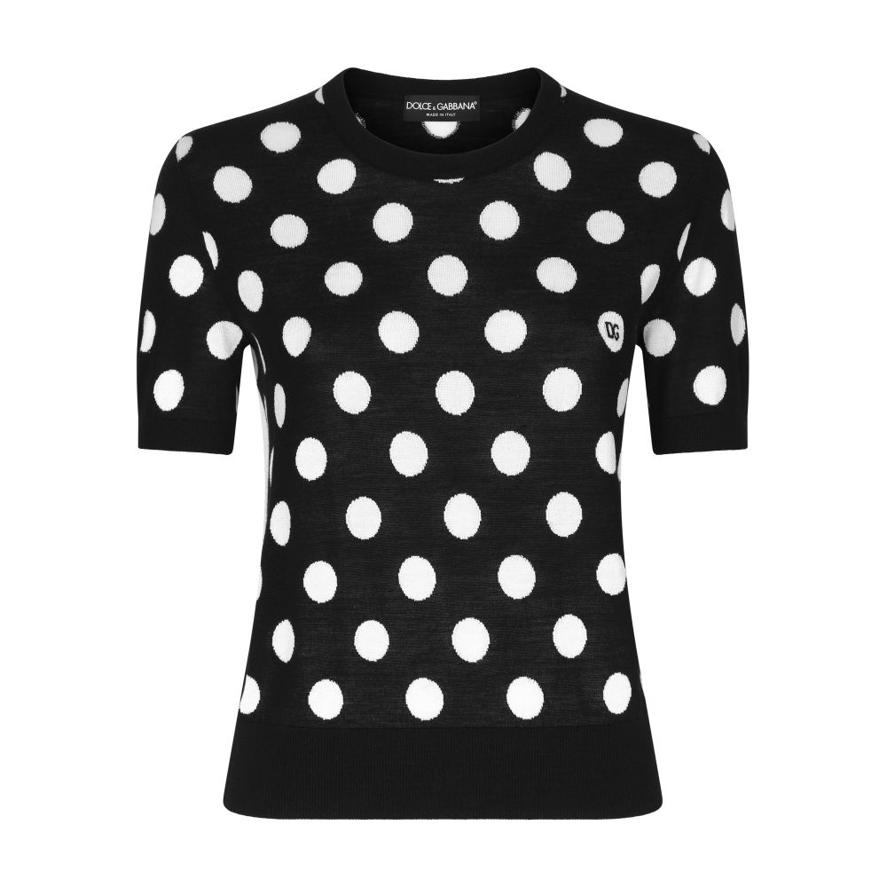 Dolce & Gabbana Polka-dot inlay silk wool tank top