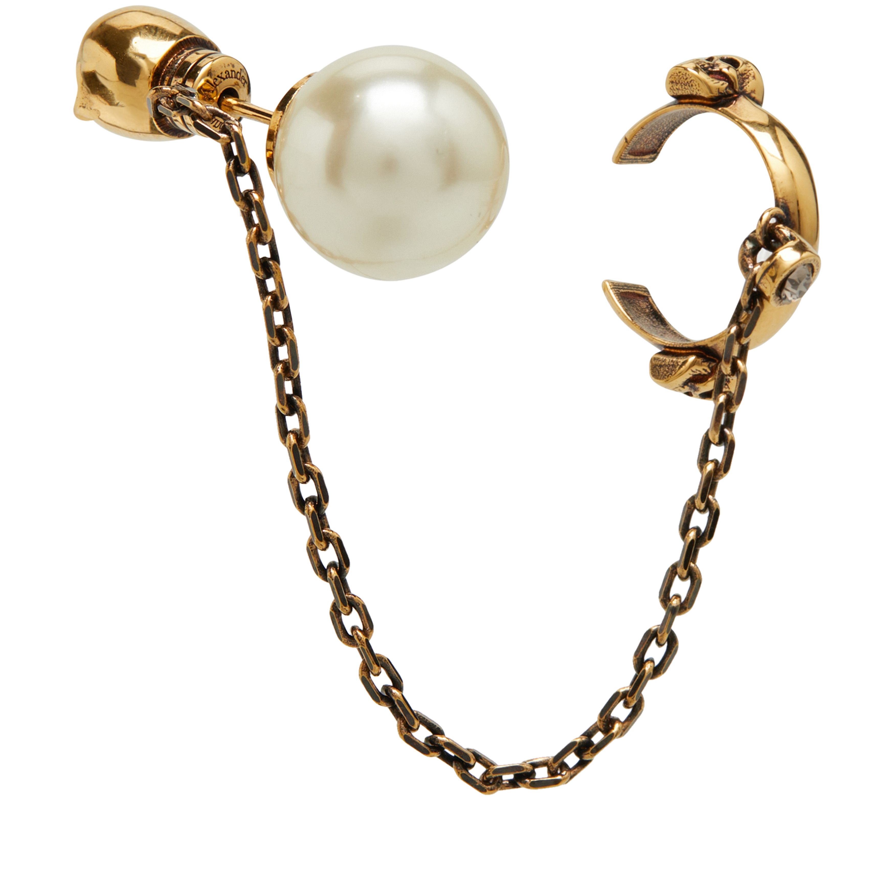 Alexander McQueen Pearl and Skull ear cuff