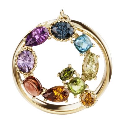 Dolce & Gabbana Rainbow alphabet Q ring in yellow gold with multicolor fine gems