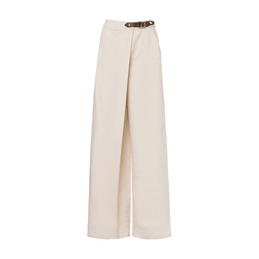 Alberta Ferretti Palazzo trousers in viscose twill and stretch linen