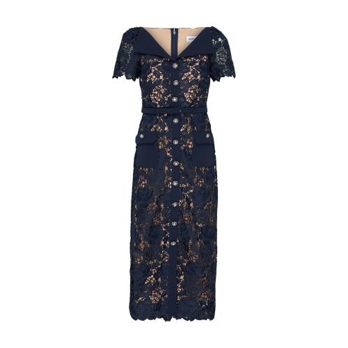  Lace open neck midi dress