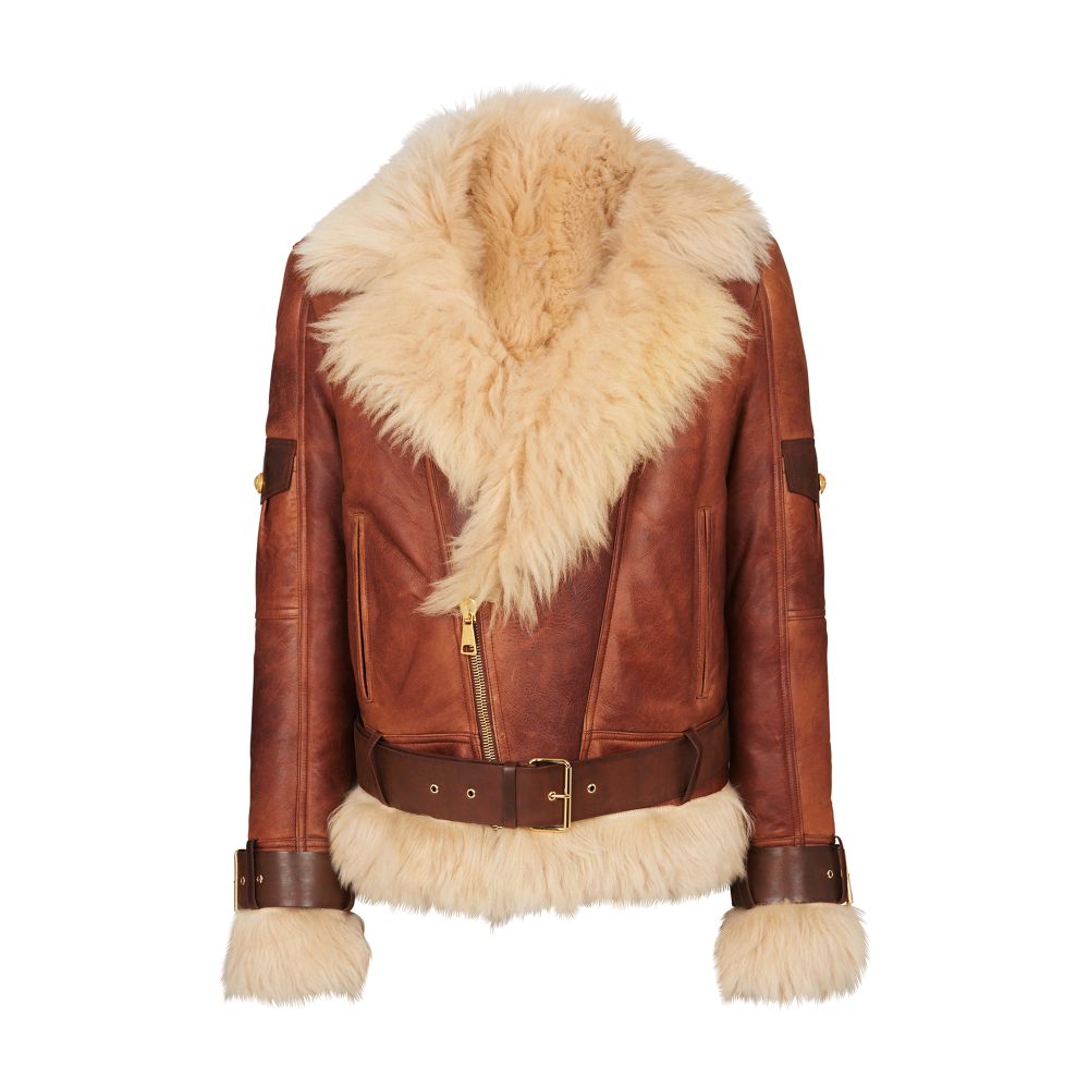 Balmain Woolen skin aviator jacket