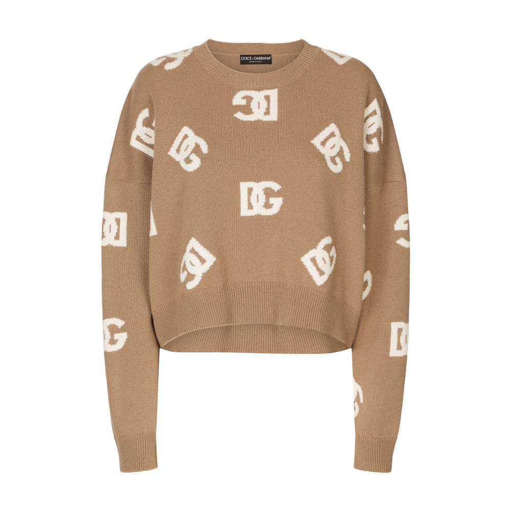 Dolce & Gabbana Cropped wool sweater with inlay