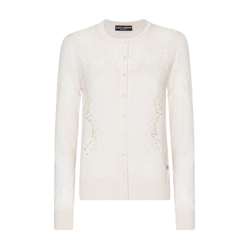 Dolce & Gabbana Cashmere and silk cardigan with lace inlay