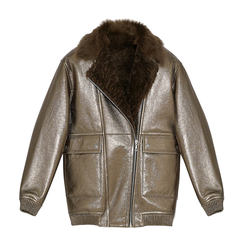 Yves Salomon Zippered Shearling jacket with pockets