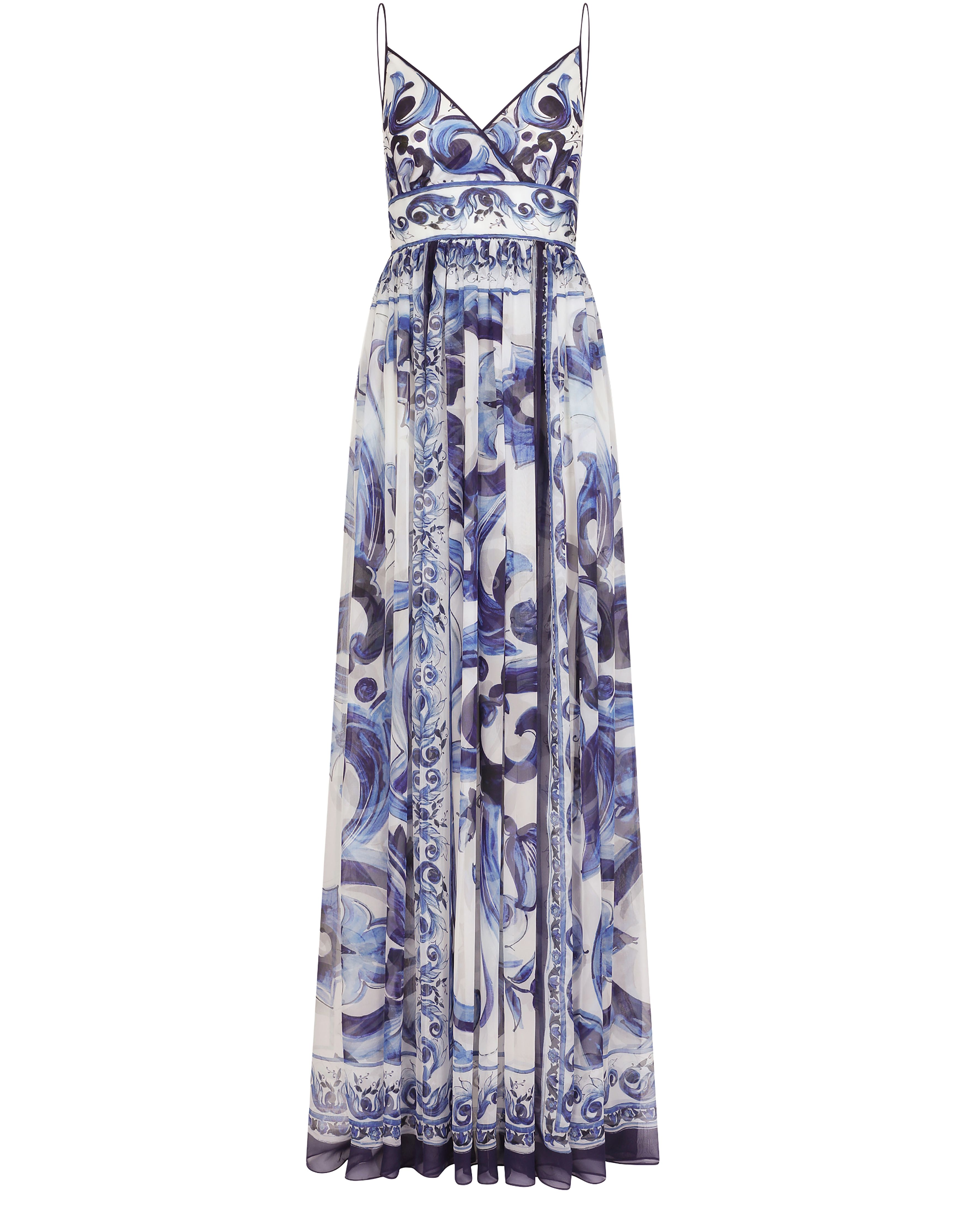 Dolce & Gabbana Long majolica-print chiffon dress