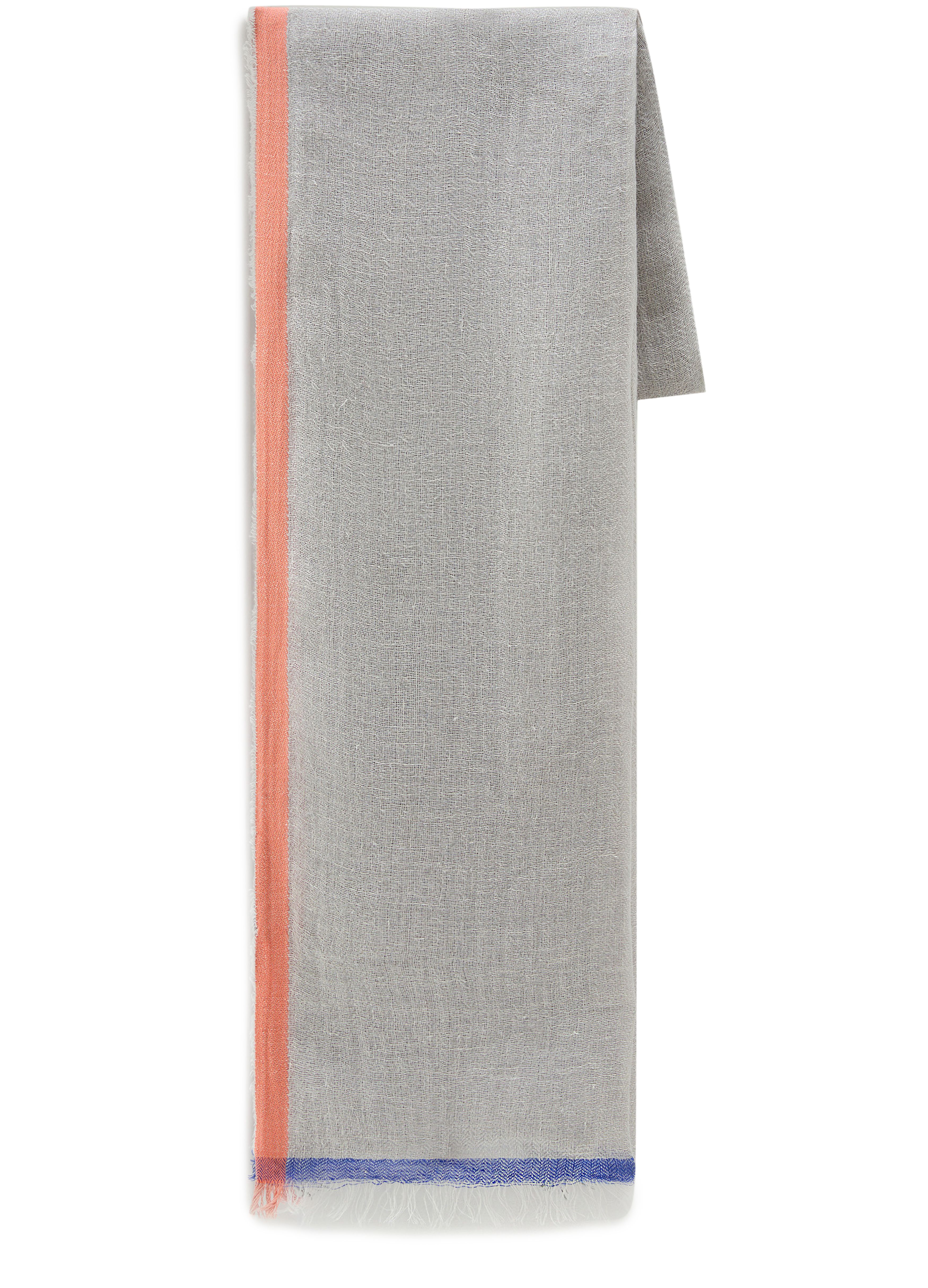 Woolrich Scarf in cotton-linen blend with color block pattern