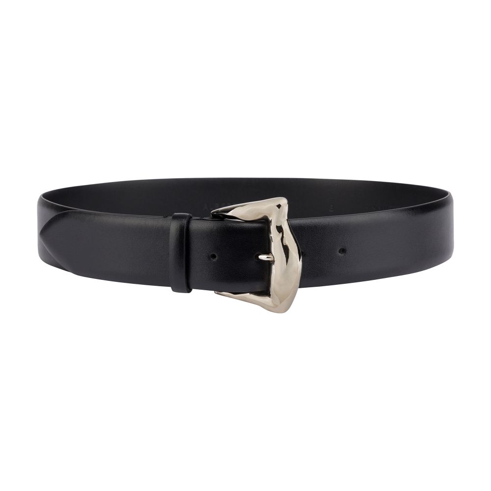 Alberta Ferretti Calfskin belt with hammered buckle