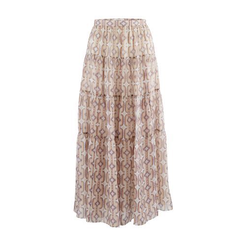 Celine Long skirt with silk frills with spangled stripes