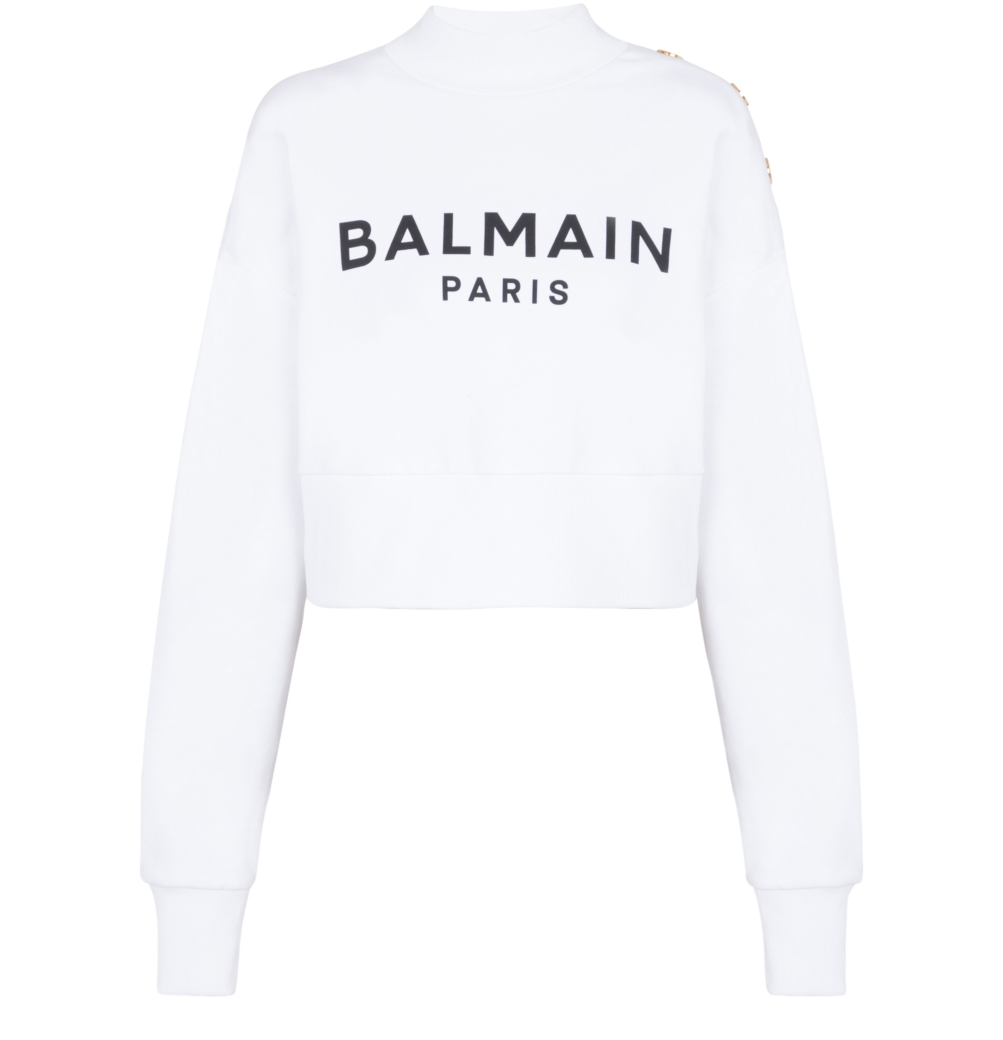 Balmain Eco-responsible cotton cropped sweatshirt with Balmain logo print