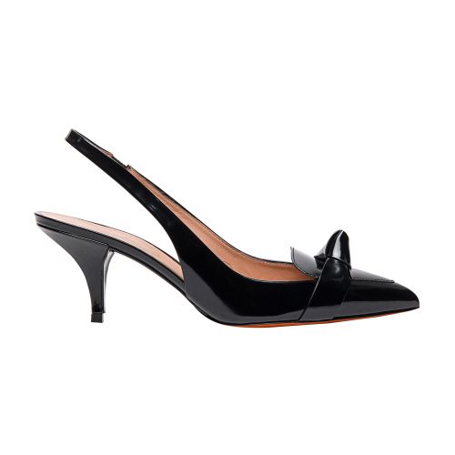 Santoni Leather mid-heel slingbacks