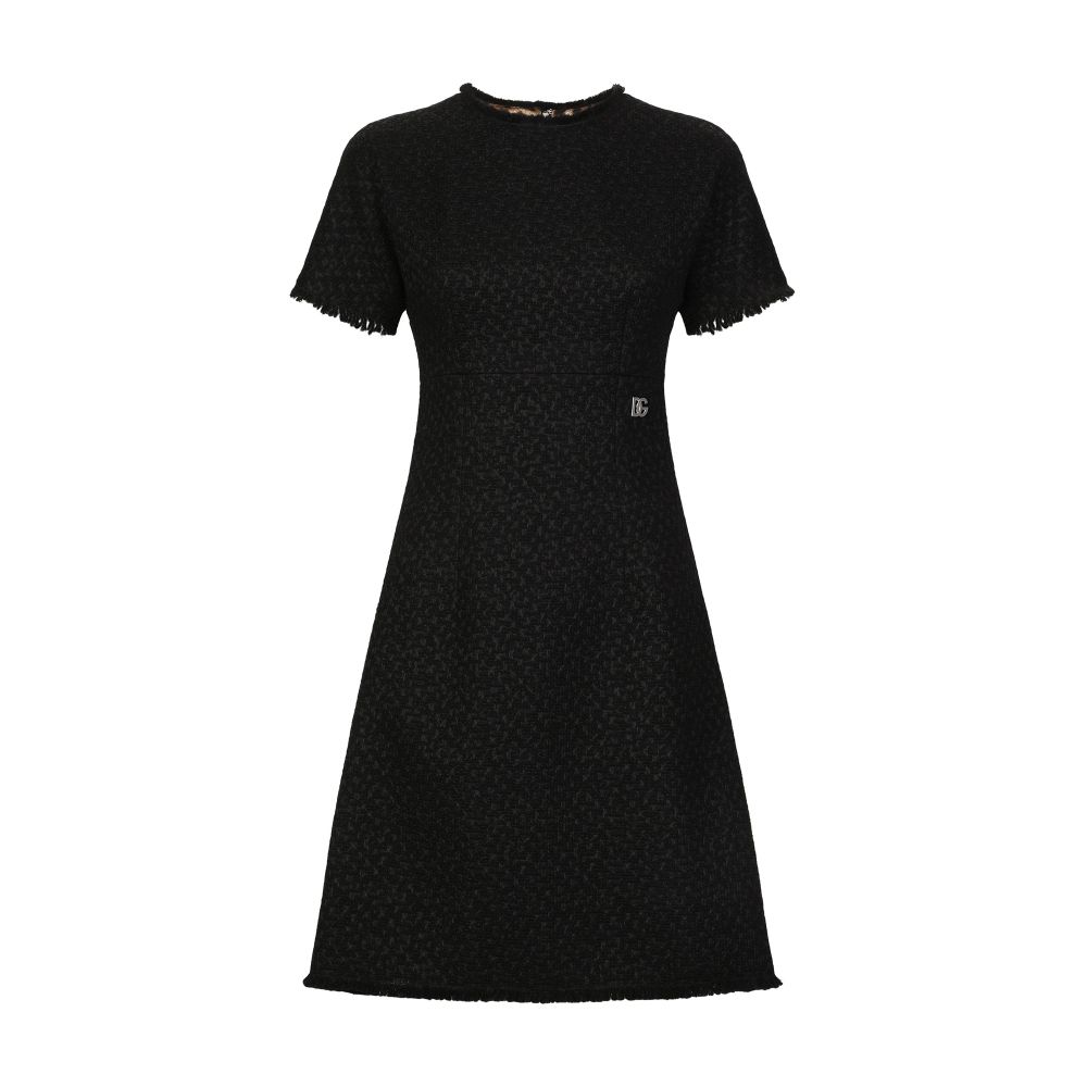 Dolce & Gabbana Raschel tweed midi dress DG logo