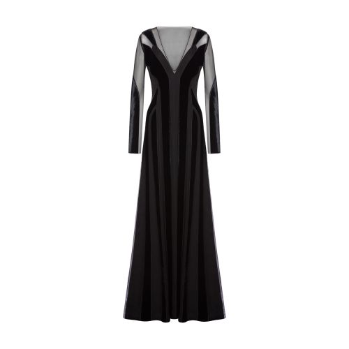 Alberta Ferretti Chiffon dress with velvet patch