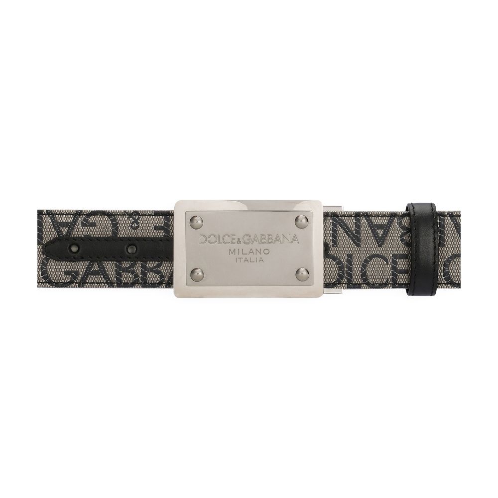 Dolce & Gabbana Coated jacquard belt with logo tag