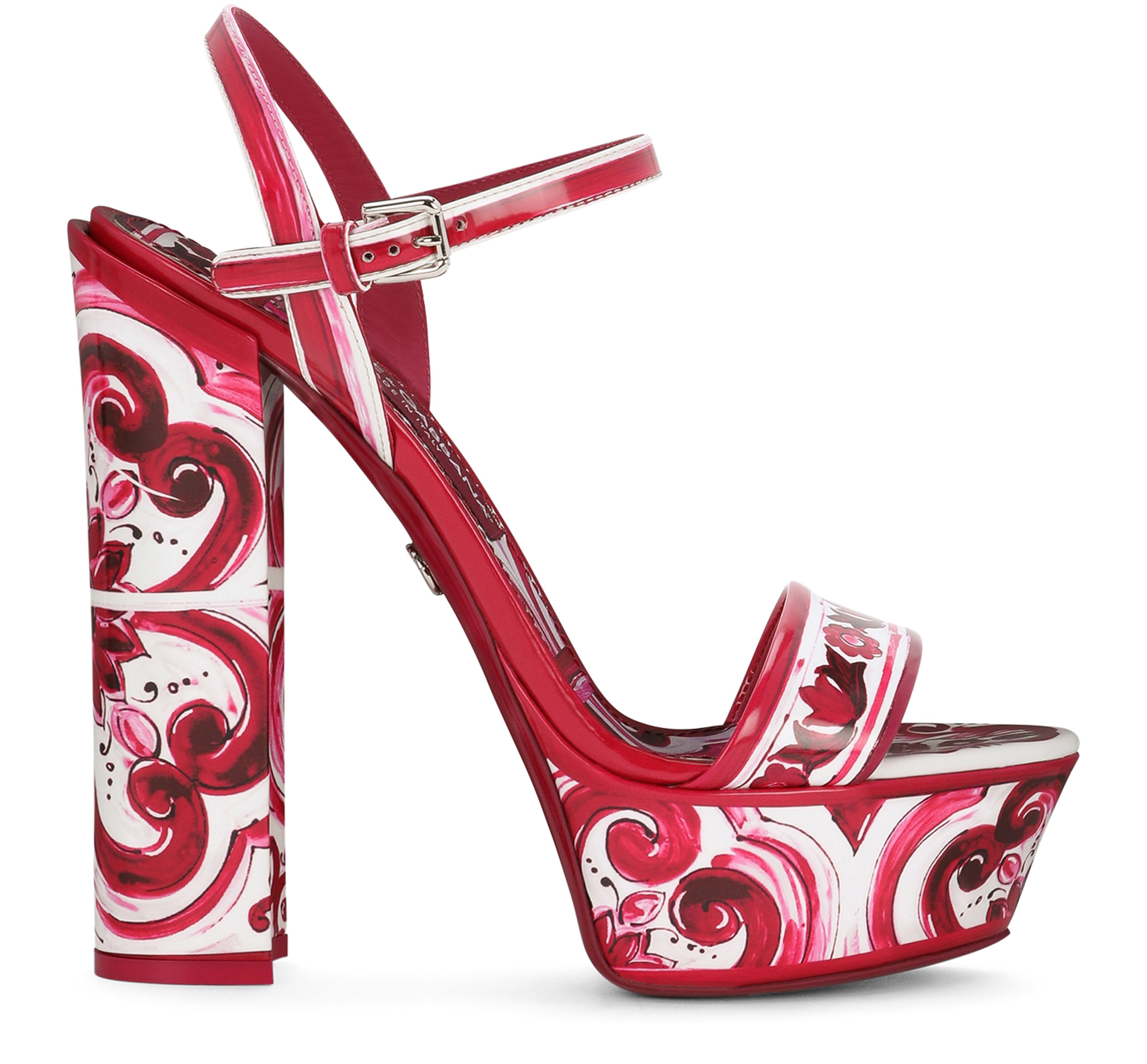 Dolce & Gabbana Printed patent leather platform sandals