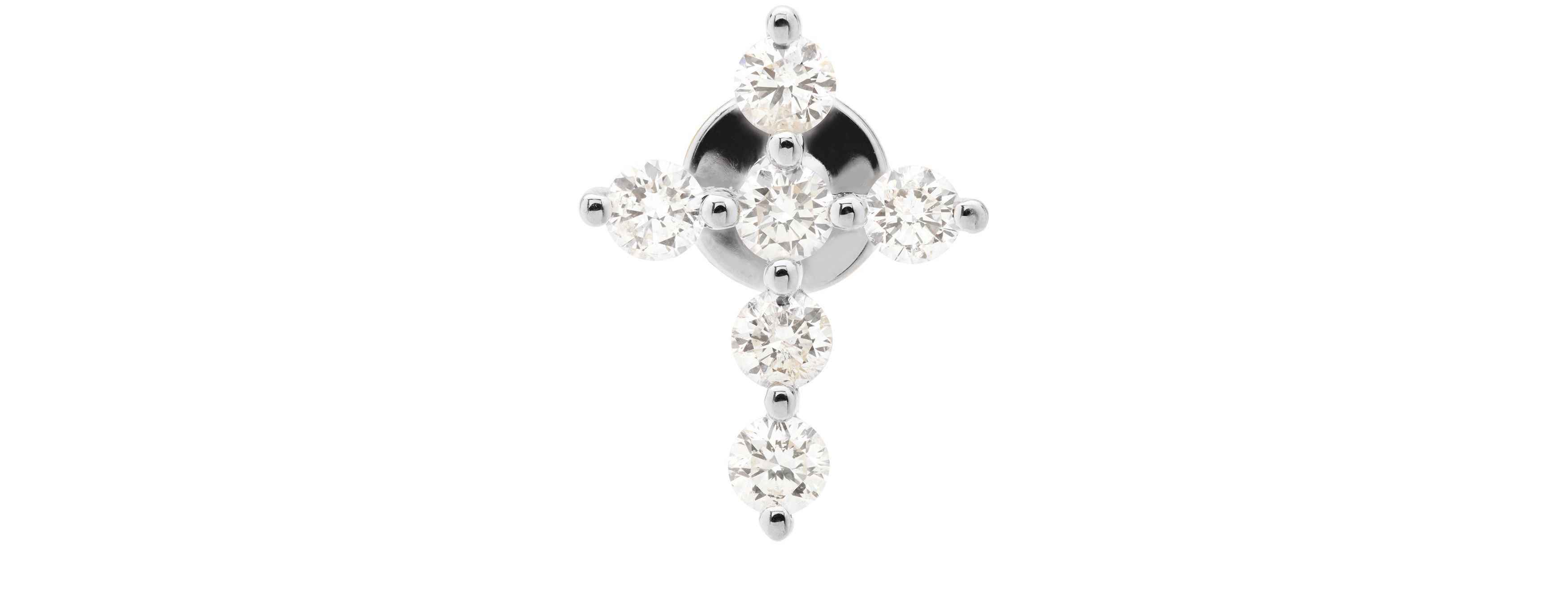 Persée Single earring piercing cross pavé