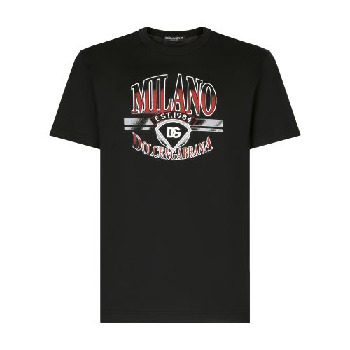 Dolce & Gabbana Cotton T-Shirt with Logo and Milano print