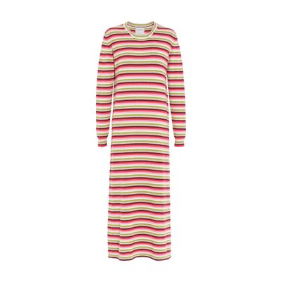 Barrie Striped cashmere maxi dress