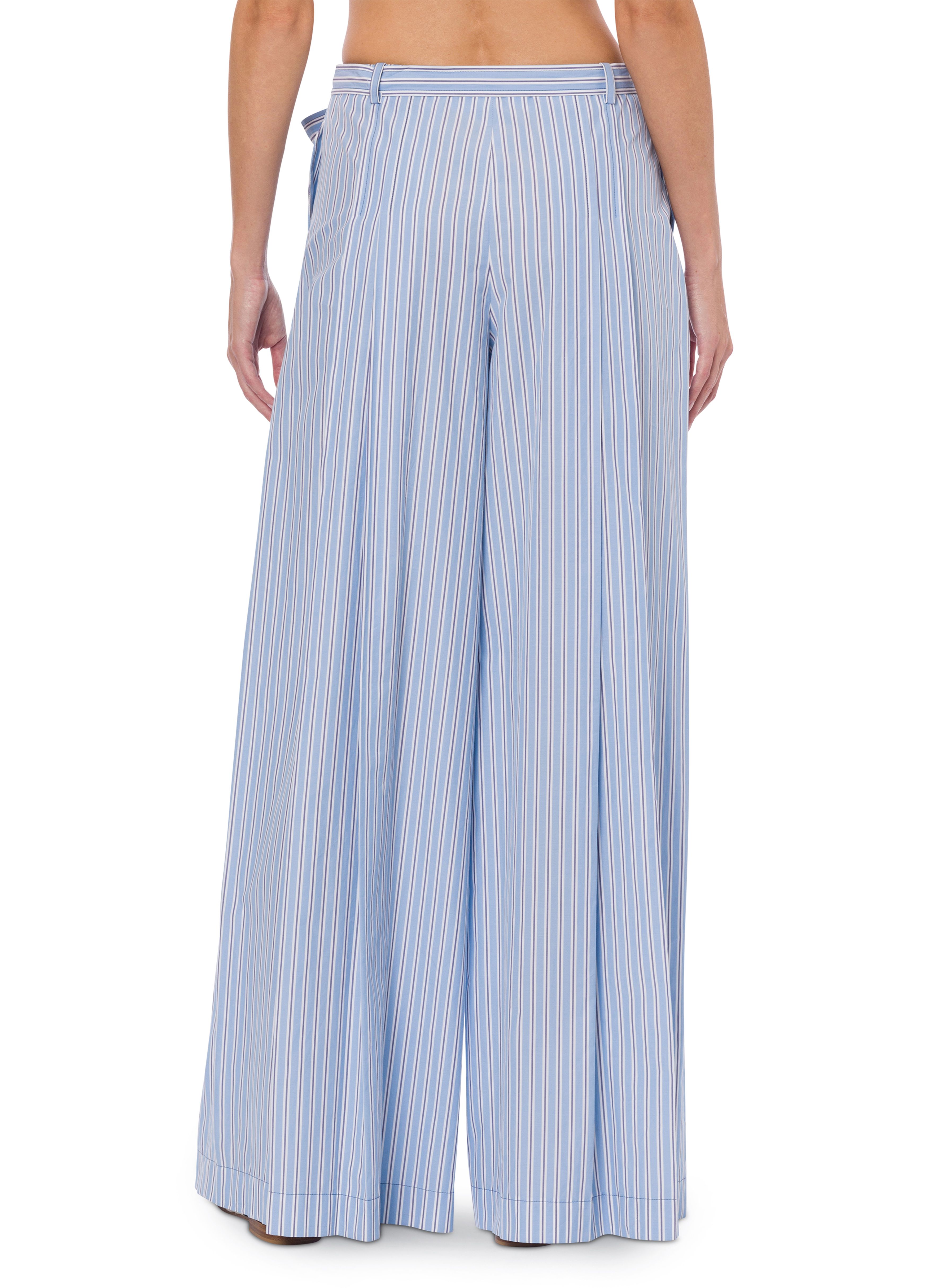 Alberta Ferretti Trousers in striped poplin with bow