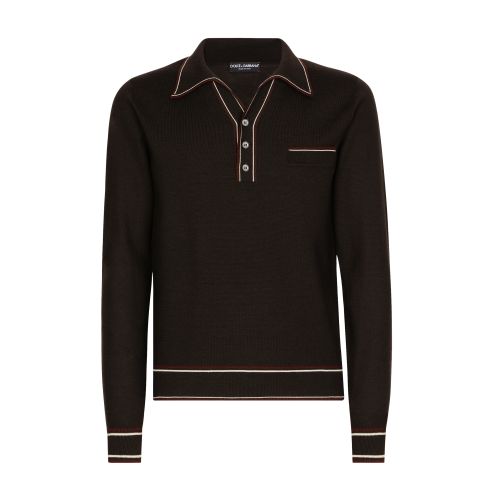 Dolce & Gabbana Wool Polo Shirt with Contrast Stripes