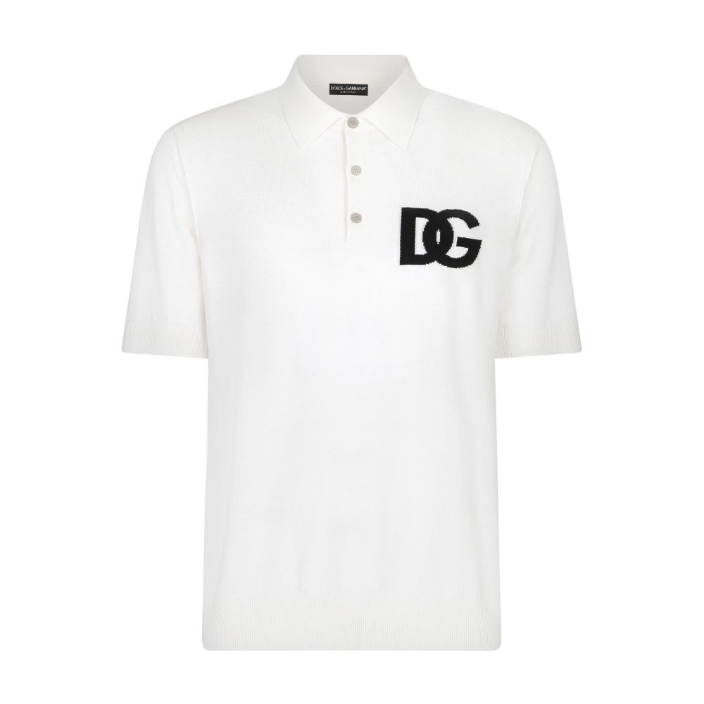 Dolce & Gabbana Wool polo-shirt with DG logo inlay