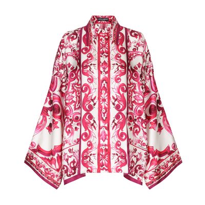 Dolce & Gabbana Maiolica Printed Twill Shirt With Slits