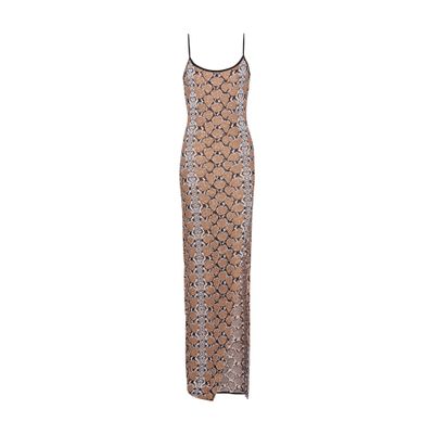 Balmain Long Snakeskin Knit Dress with Fine Shoulder Straps