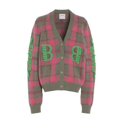 Barrie Tartan cashmere cardigan with B logo